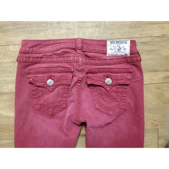 True Religion World Tour Burgandy Jeans Size 28X30 Made USA 🇺🇸 - Picture 6 of 7